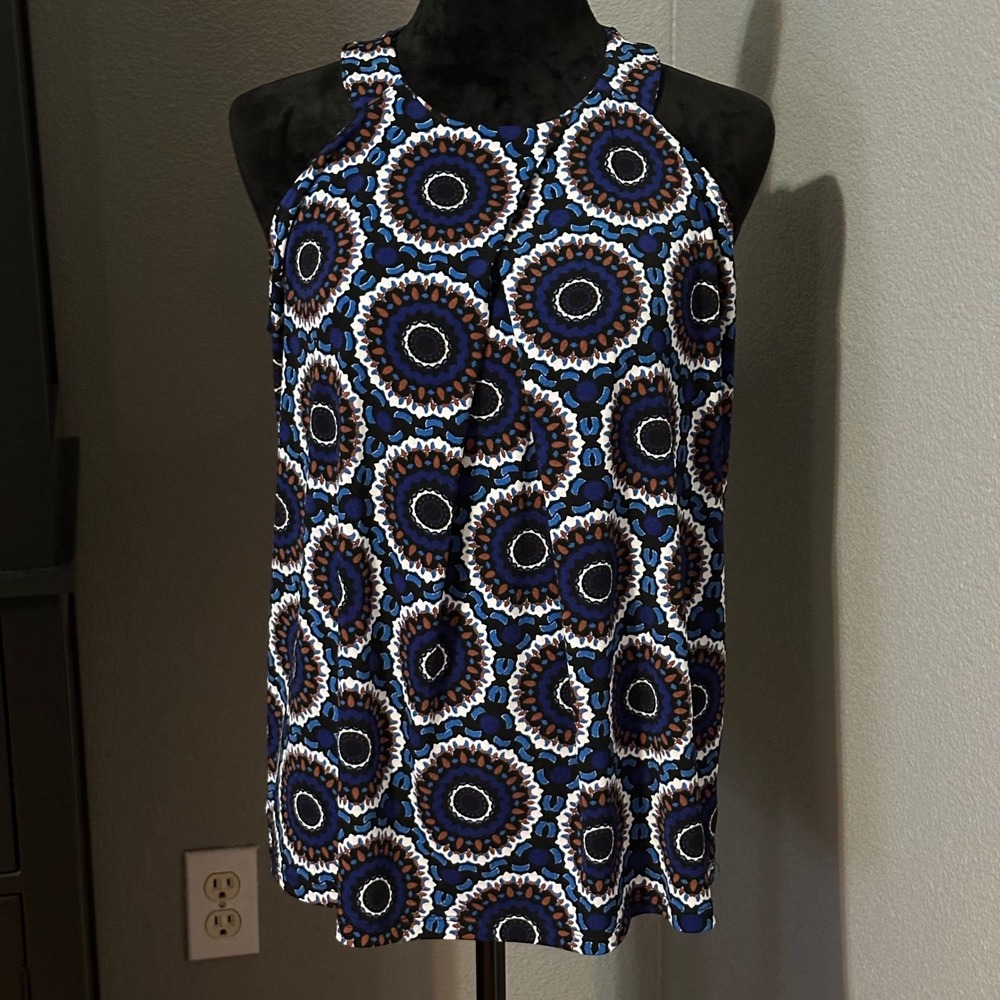 International Concepts Petite Tank Top‎ Size PL Geometric Halter Retro Mod